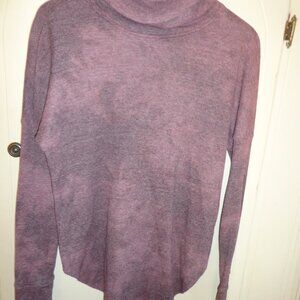 NWOT Michael Stars Waffle Turtleneck Top XS Variegated Plum Raglan Long Sleeves